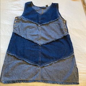 Kyoto Fashions 90s Two-Tone Denim Midi Dress